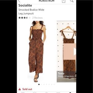 NWOT - Smocked Bodice Wide Leg Jumpsuit